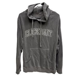 Clickbait Men Gray Sweatshirt Hoodie Drawstring Pocket Embroidered 20X28” S